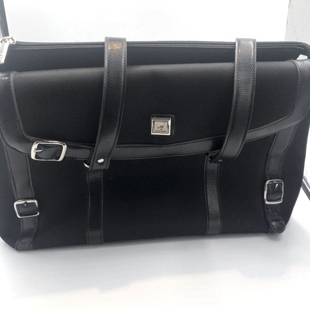 Diane Von Furstenberg DVF Travel Laptop Bag Black Silver Great Condition